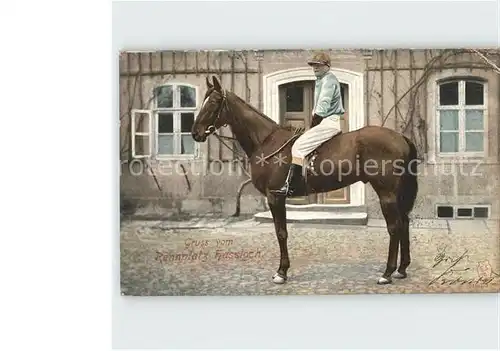 Hassloch Pfalz Rennplatz Pferd mit Reiter / Hassloch /Bad Duerkheim LKR