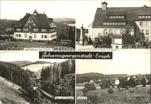 Johanngeorgenstadt Postamt mit Postsaeule Jugendherberge Ernst Schneller Unterjugel / Johanngeorgenstadt /Erzgebirgskreis LKR