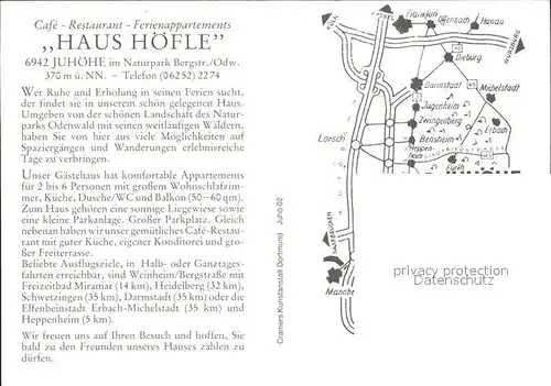 Juhoehe Cafe Restaurant Ferienappartements Haus Hoefle / Moerlenbach /Bergstrasse LKR