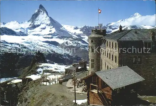 Gornergrat Zermatt Kulm Hotel mit Matterhorn und Dt. Blanche Kat. Gornergrat