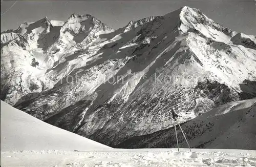 Saas Fee Blick von Lange Fluh auf Fletschhorn Lanquinhorn  Kat. Saas Fee