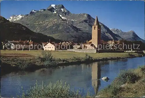 Sils Baselgia mit Piz la Margna Kat. Sils Baselgia