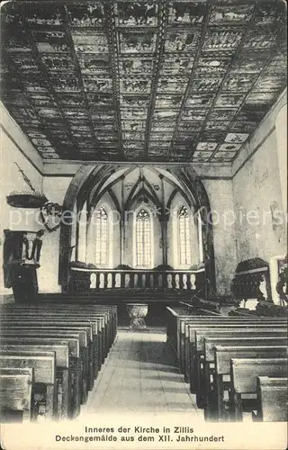 Zillis Inneres der Kirche mit Deckengemaelde  Kat. Zillis