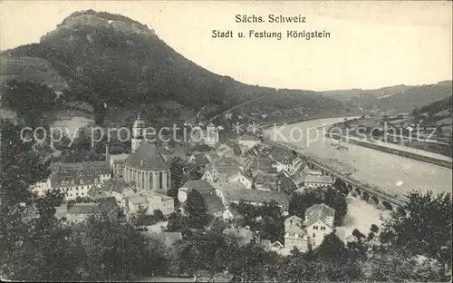 Koenigstein Saechsische Schweiz Stadt und Festung Kat. Koenigstein Saechsische Schweiz