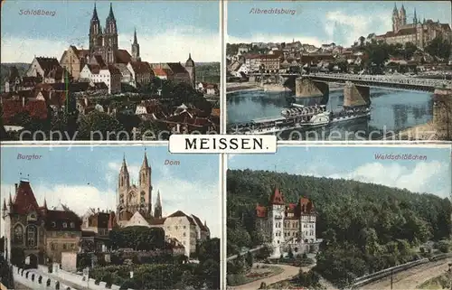 Meissen Elbe Sachsen Schlossberg Albrechtsburg Burgtor Dom Waldschloesschen Kat. Meissen