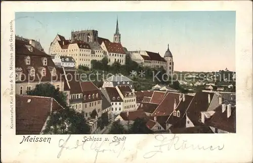 Meissen Elbe Sachsen Stadt mit Albrechtsburg Kat. Meissen