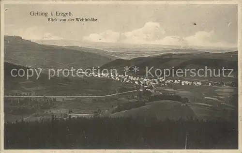 Geising Erzgebirge Panorama von der Wettinhoehe Kat. Geising Osterzgebirge