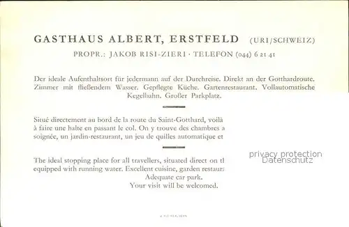 Erstfeld Gasthaus Albert Kat. Erstfeld