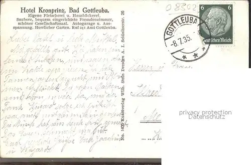 Bad Gottleuba Berggiesshuebel Postmeilensaeule Hotel Kronprinz Panorama Kat. Bad Gottleuba Berggiesshuebel