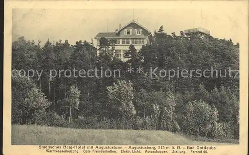 Bad Gottleuba Berggiesshuebel Staedt Berghotel Augustusberg mit Augustusturm Kat. Bad Gottleuba Berggiesshuebel