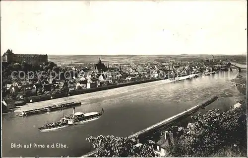 Pirna Schiff Elbe Stadtansicht Kat. Pirna