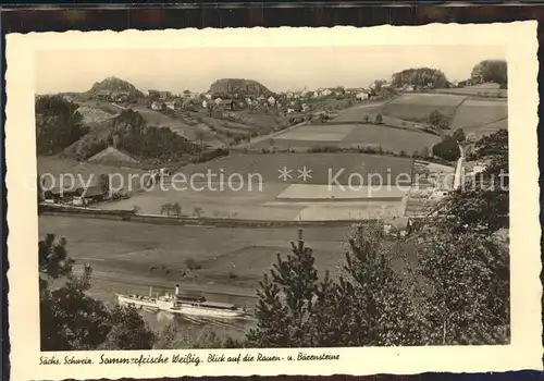 Weissig Struppen Blick auf die Rauen- und Baerensteine / Struppen /Saechsische Schweiz-Osterzgebirge LKR