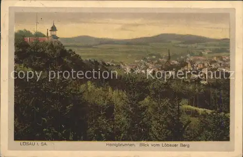 Loebau Sachsen Honigbrunnen Blick vom Berg auf die Stadt Kat. Loebau