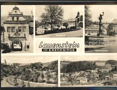 Lauenstein Erzgebirge Falknerbrunnen Marktplatz Schlosstor Gesamtansicht Kat. Geising