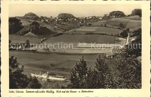 Weissig Struppen Blick auf die Rauen und Baerensteine / Struppen /Saechsische Schweiz-Osterzgebirge LKR