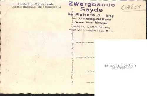 Seyde Gaststaette Zwergbaude Postauto Haltestelle Kat. Hermsdorf Osterzgebirge