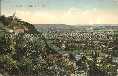 Koetzschenbroda Friedensburg mit Blick auf Dresden Kat. Radebeul