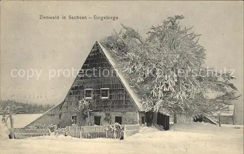 Zinnwald Georgenfeld Haus im Schnee Kat. Altenberg