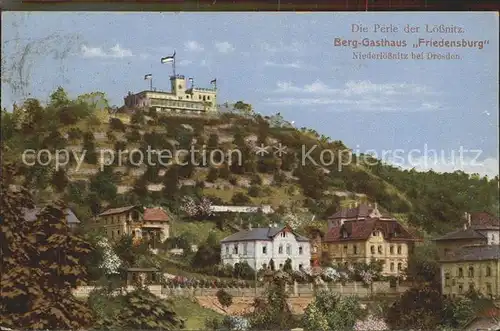 Niederloessnitz Berg Gasthaus Friedensburg Kat. Radebeul