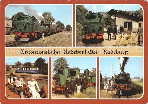 Radebeul Traditionsbahn Haltestelle Weisses Ross Lok und Zugpersonal Kat. Radebeul