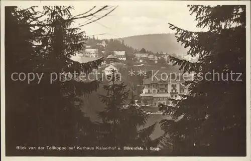 Baerenfels Erzgebirge Blick von der Tellkoppe auf das Kurhaus Kaiserhof Kat. Altenberg