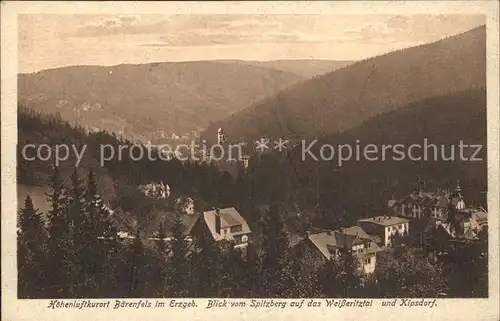 Baerenfels Erzgebirge Blick vom Spitzberg auf das Weisseritztal und Kipsdorf Kat. Altenberg