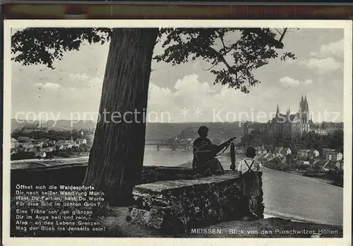 Meissen Elbe Sachsen Blick von den Proschwitzer Hoehen Kat. Meissen