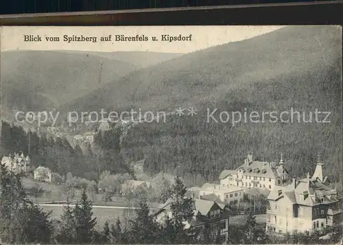 Kipsdorf Blick vom Spitzberg auf Baerenfels und Kipsdorf Kat. Altenberg