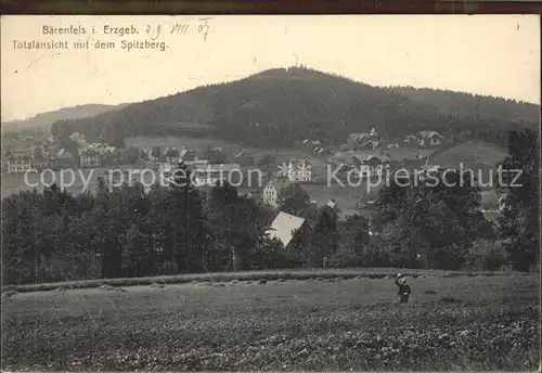 Baerenfels Erzgebirge Totalansicht mit dem Spitzberg Kat. Altenberg