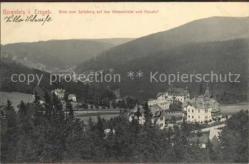 Baerenfels Erzgebirge Blick vom Spitzberg auf das Weisserlitztal und Kipsdorf Kat. Altenberg