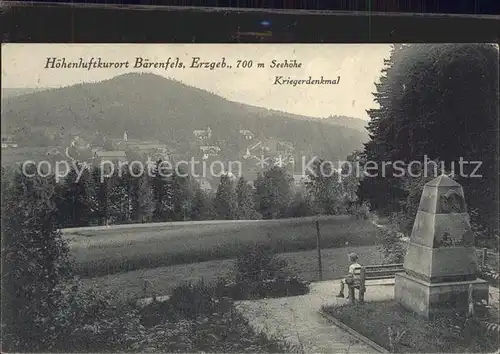 Baerenfels Erzgebirge Kriegerdenkmal Kat. Altenberg