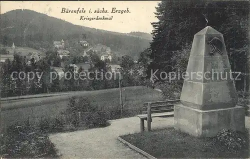 Baerenfels Erzgebirge Kriegerdenkmal Kat. Altenberg