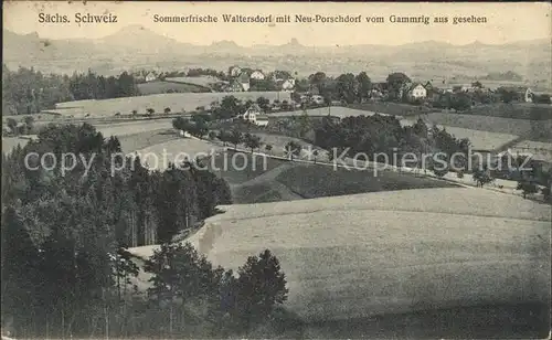 Waltersdorf Zittau Neu Porschdorf vom Gammrig gesehen Kat. Grossschoenau Sachsen