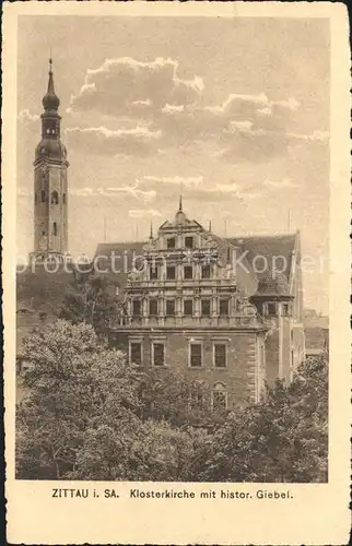 Zittau Klosterkirche mit historischen Giebel Kat. Zittau