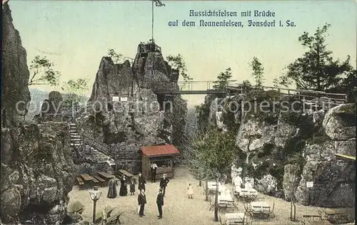 Jonsdorf Aussichtsfelsen auf dem Nonnenfelsen Kat. Kurort Jonsdorf