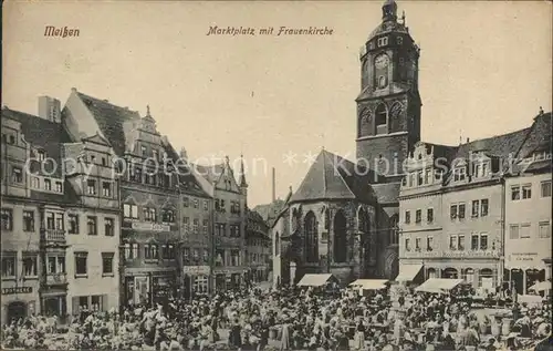 Meissen Elbe Sachsen Marktplatz mit Frauenkirche Kat. Meissen