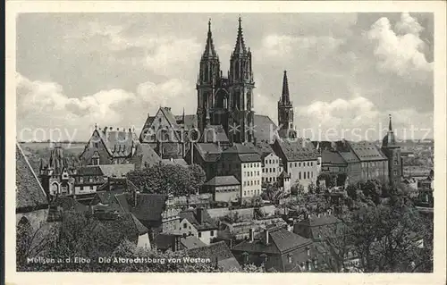 Meissen Elbe Sachsen Albrechtsburg von Westen Kat. Meissen