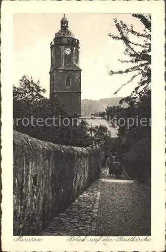 Meissen Elbe Sachsen Blick auf die Stadtkirche Kat. Meissen