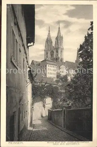 Meissen Elbe Sachsen Blick von der Leinenwebergasse nach den Domtuermen Kat. Meissen