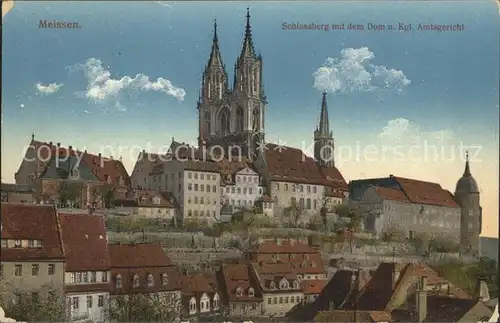 Meissen Elbe Sachsen Schlossberg mit dem Dom und Koenigliches Amtsgericht Kat. Meissen
