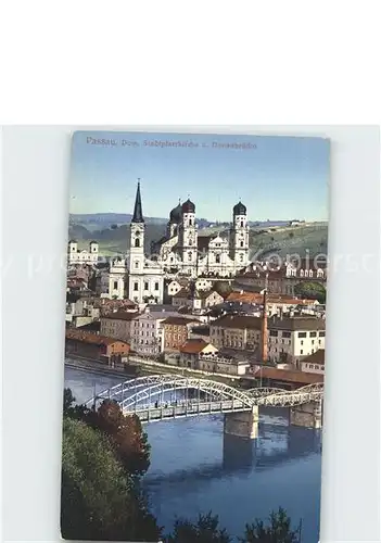 Passau Dom Stadtpfarrkirche Donaubruecke Kat. Passau