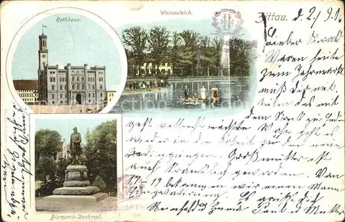 Zittau Rathaus Weinauteich Bismarck Denkmal Kat. Zittau