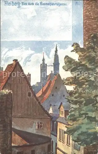 Freiberg Sachsen Himmelfahrtsgasse 3. Kuenstlerkarte des Erzgebirgsvereins Kat. Freiberg