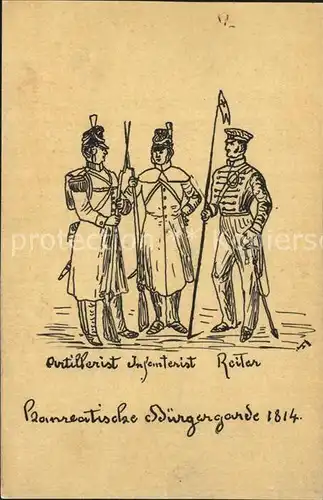 Hamburg Hanseatische Buergergarde 1814 Zeichnung Kuenstlerkarte Reichspost Kat. Hamburg