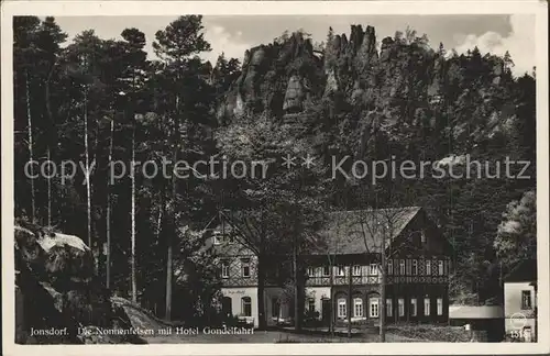 Jonsdorf Nonnenfelsen mit Hotel Gondelfahrt Zittauer Gebirge Kat. Kurort Jonsdorf