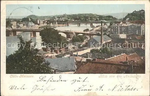 Coelln Elbe Blick von den Amtsstufen Bruecke Kat. Meissen