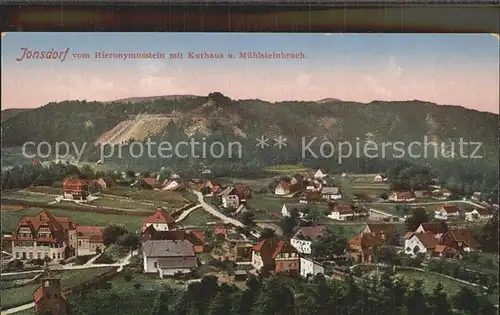 Jonsdorf Panorama Blick vom Hironymusstein Kurhaus Muehlsteinbruch Zittauer Gebirge Kat. Kurort Jonsdorf