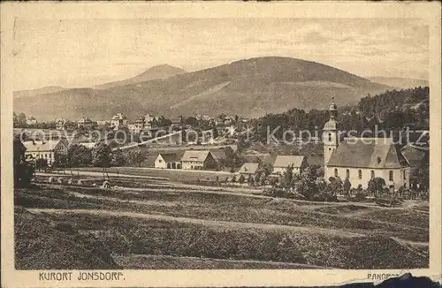 Jonsdorf Ortsansicht mit Kirche Zittauer Gebirge Kat. Kurort Jonsdorf