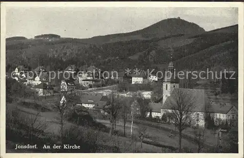 Jonsdorf Partie an der Kirche Kurhaus Lausche Zittauer Gebirge Silesia Karte Nr 4987 Kat. Kurort Jonsdorf