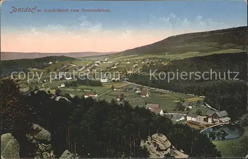 Jonsdorf Hotel Gondelfahrt Blick vom Nonnenfelsen Zittauer Gebirge Kat. Kurort Jonsdorf